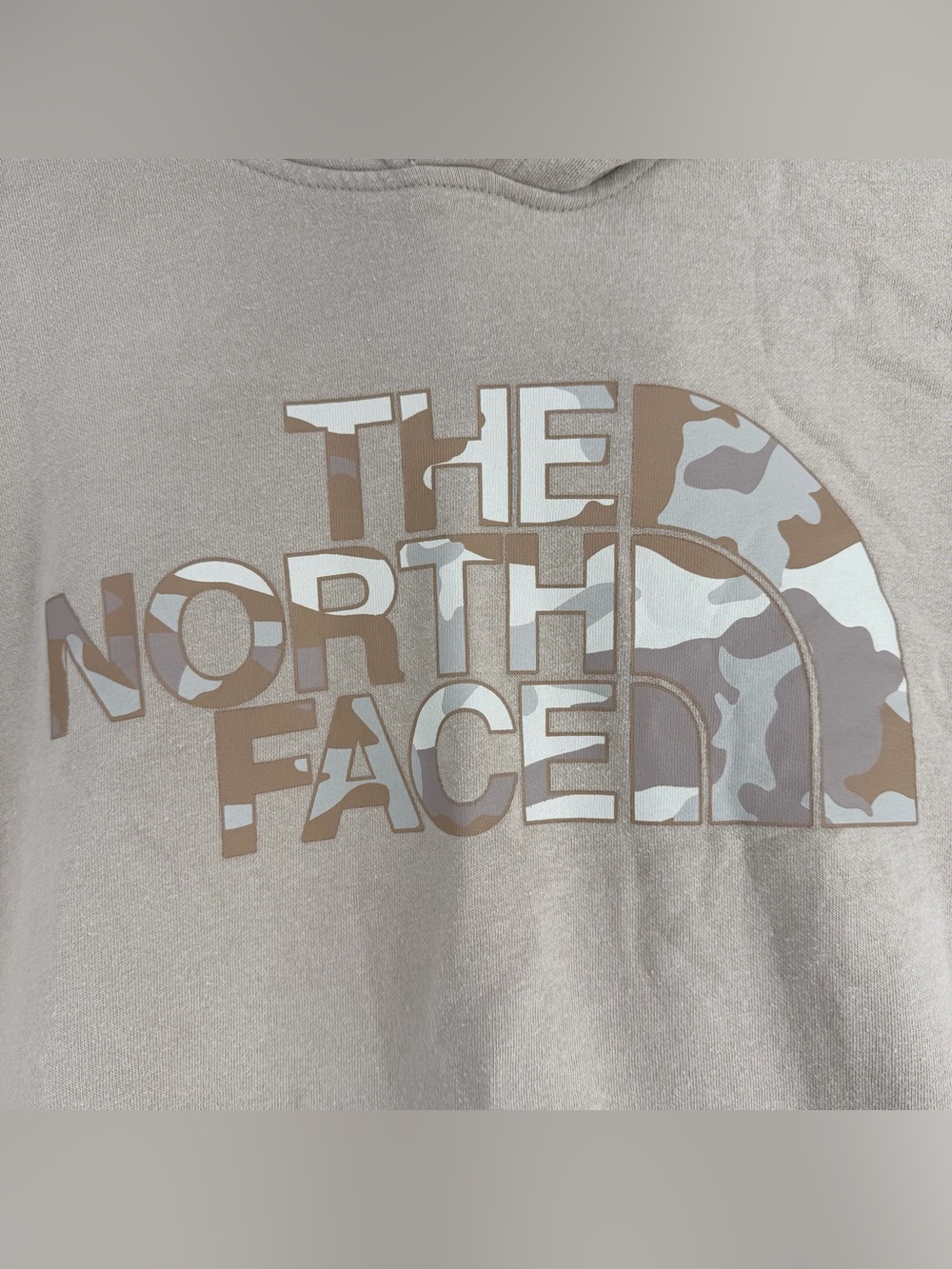 The North Face Camo Logo Hoodie Mens Large Cream Streetwear Pullover Outdoor - Picture 3 of 7